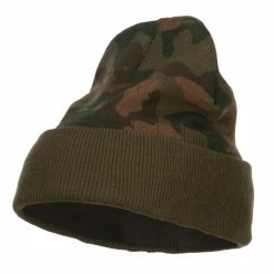 Cameo Camo Knit Long Beanie With Cuff