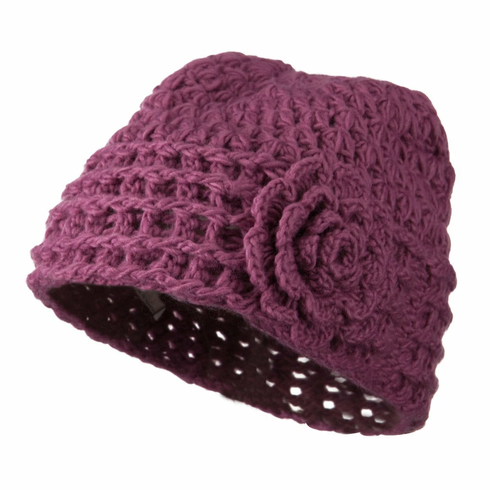 Jeanne Simmons Woman's Knit Acrylic Flower Beanie