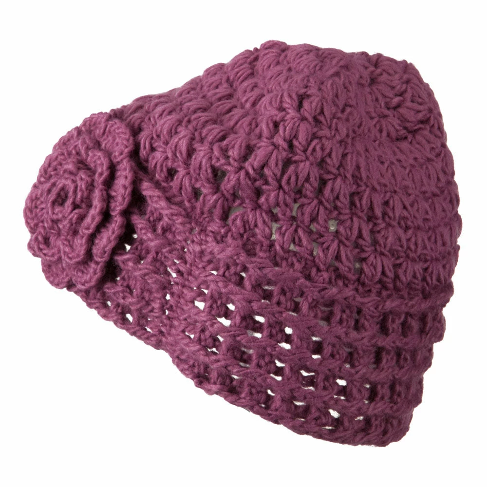 Jeanne Simmons Woman's Knit Acrylic Flower Beanie - Image 5