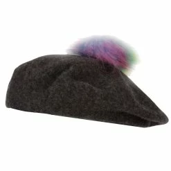 Something Special Women's Neon Rainbow Pom Wool Beret