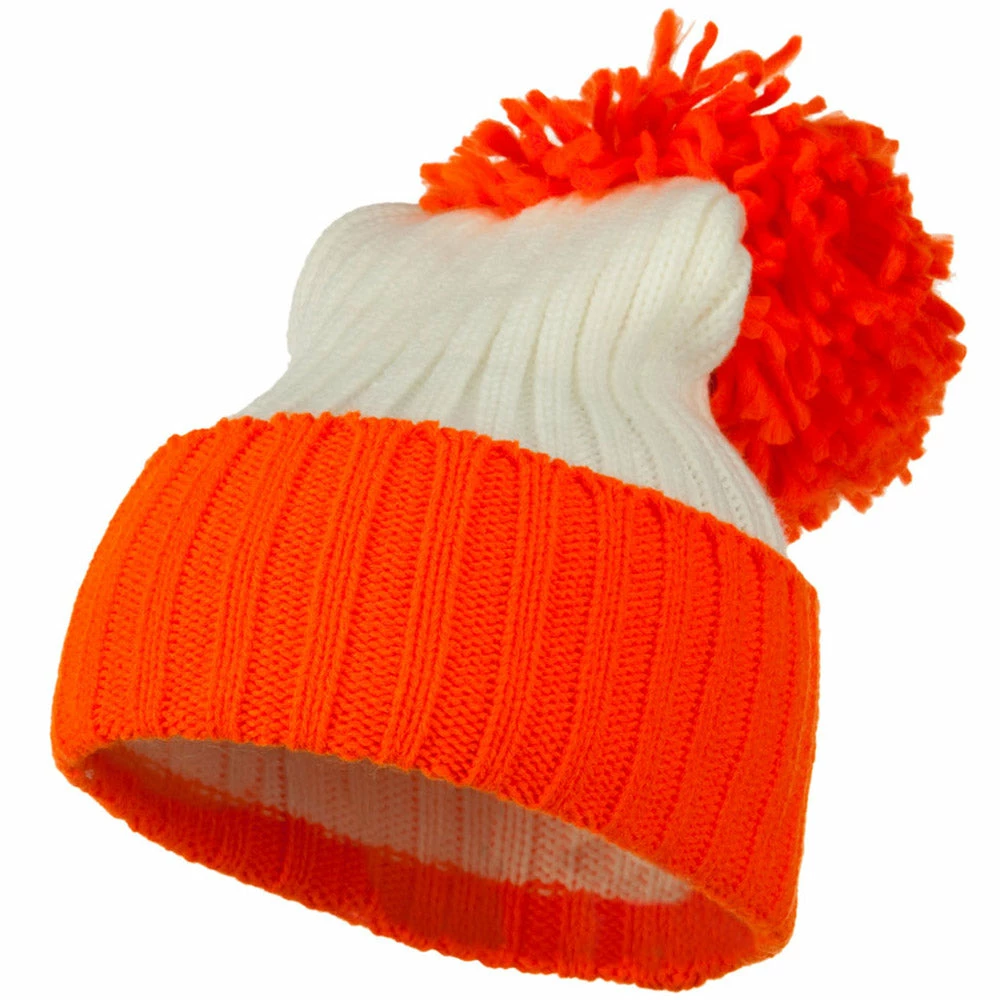 G And S Neon Knit Hat With Pom Pom