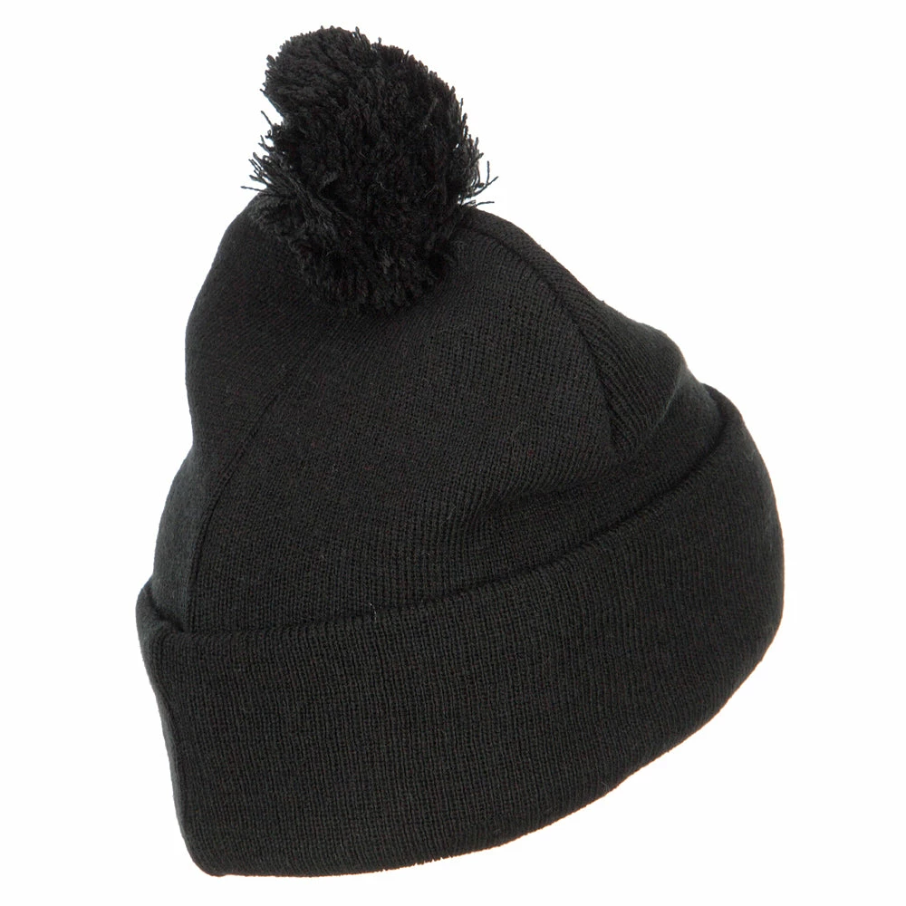 MG Pom Acrylic Cuff Long Beanie - Image 3