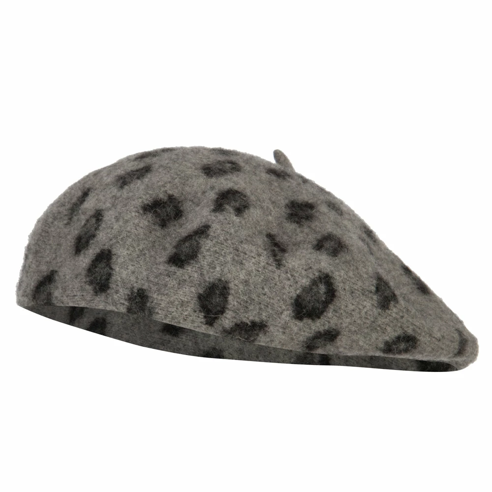 Something Special Woman's Wool Blend Animal Print Beret Hat - Image 6