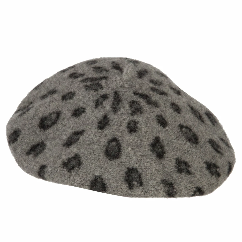 Something Special Woman's Wool Blend Animal Print Beret Hat - Image 7