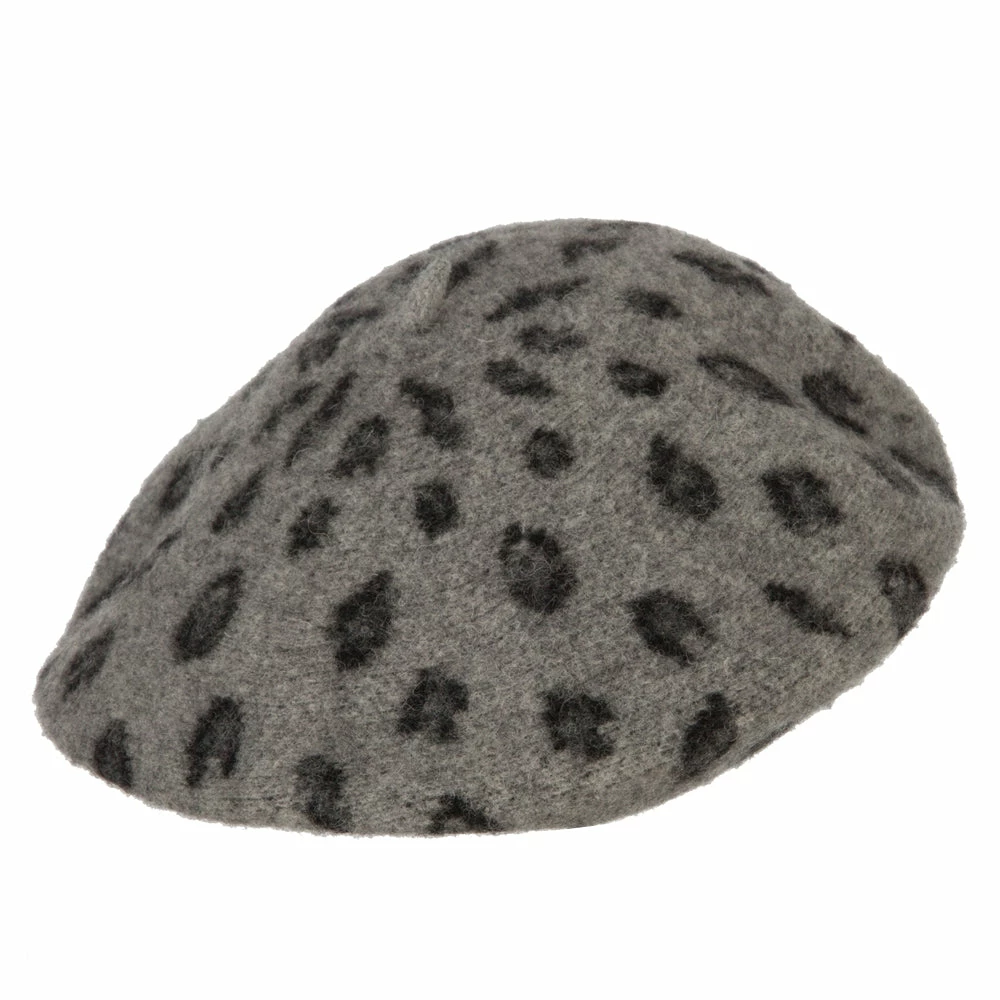 Something Special Woman's Wool Blend Animal Print Beret Hat - Image 8