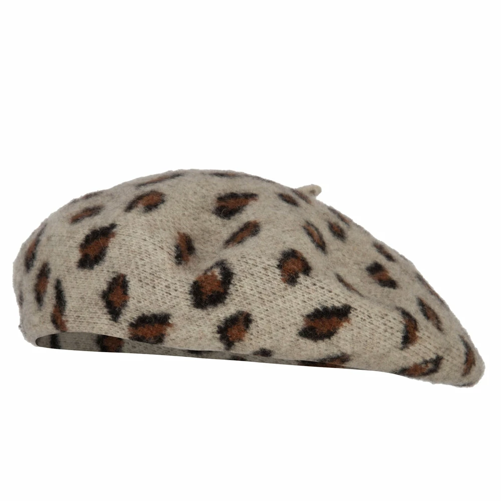 Something Special Woman's Wool Blend Animal Print Beret Hat - Image 11