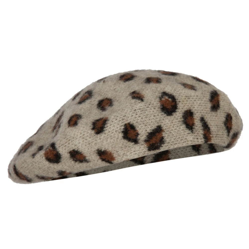Something Special Woman's Wool Blend Animal Print Beret Hat - Image 14