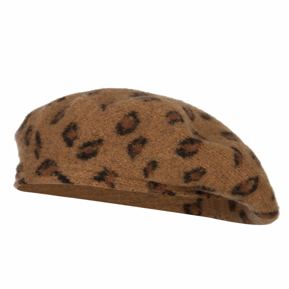Something Special Woman's Wool Blend Animal Print Beret Hat