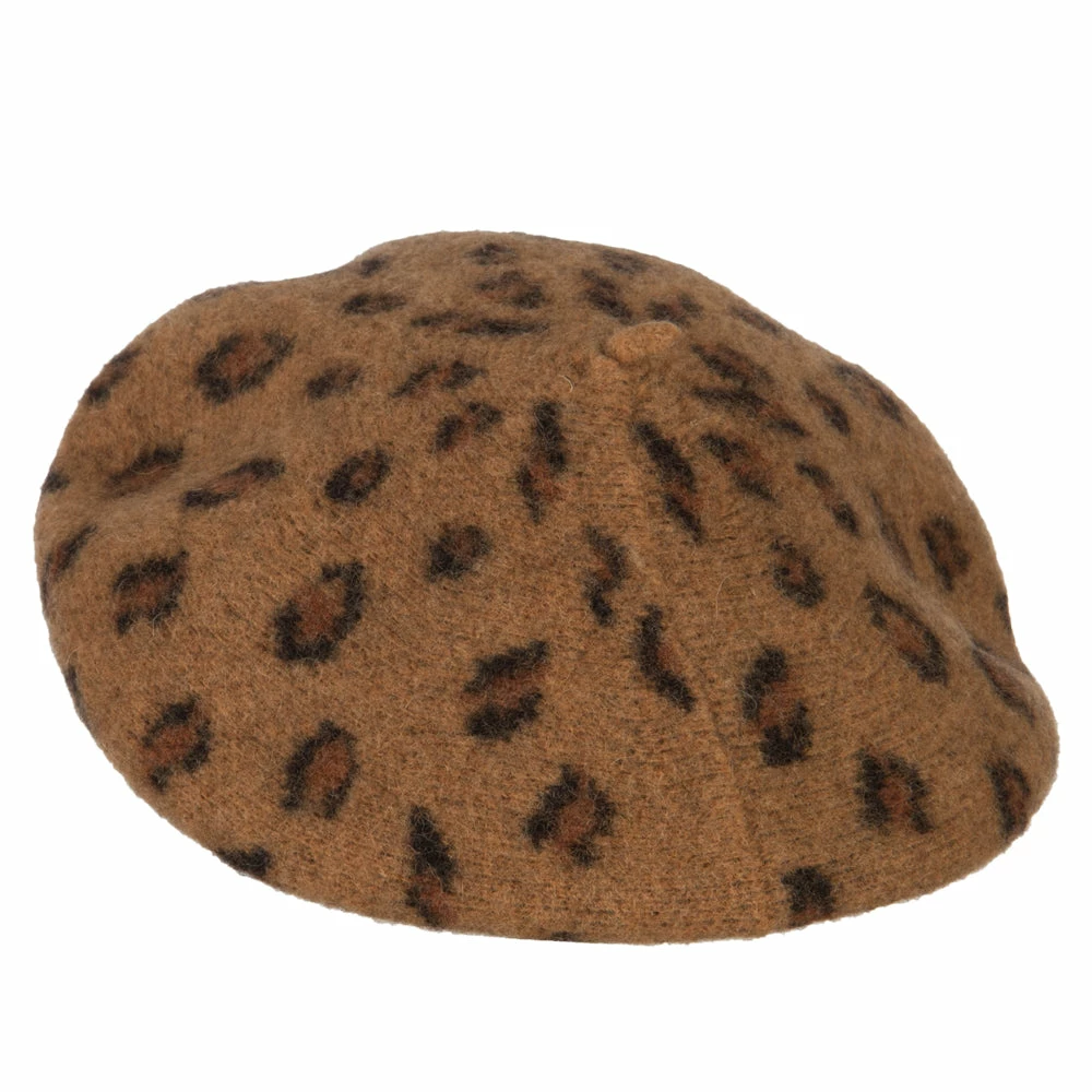 Something Special Woman's Wool Blend Animal Print Beret Hat - Image 2