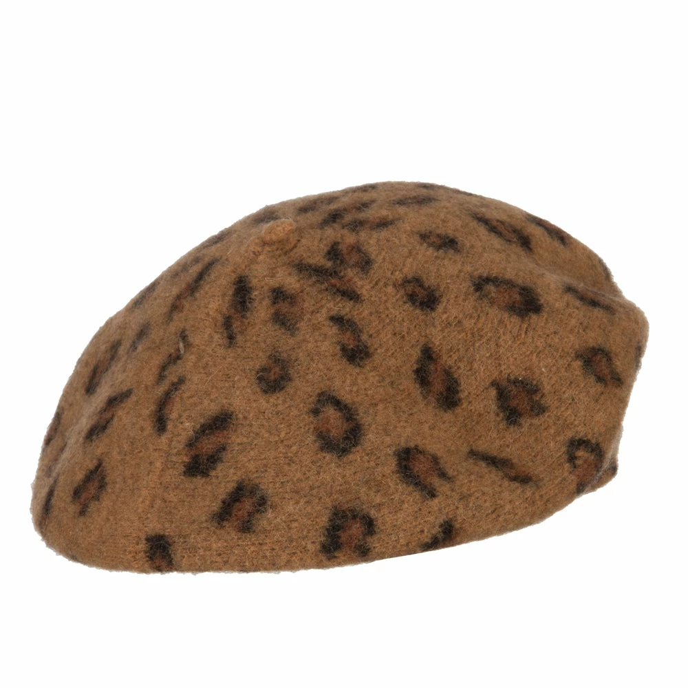 Something Special Woman's Wool Blend Animal Print Beret Hat - Image 3