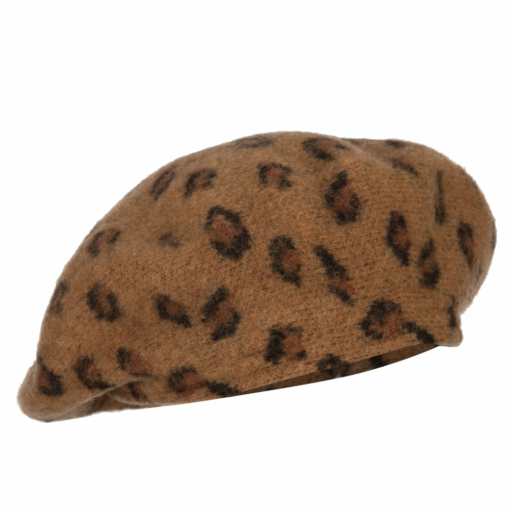 Something Special Woman's Wool Blend Animal Print Beret Hat - Image 4