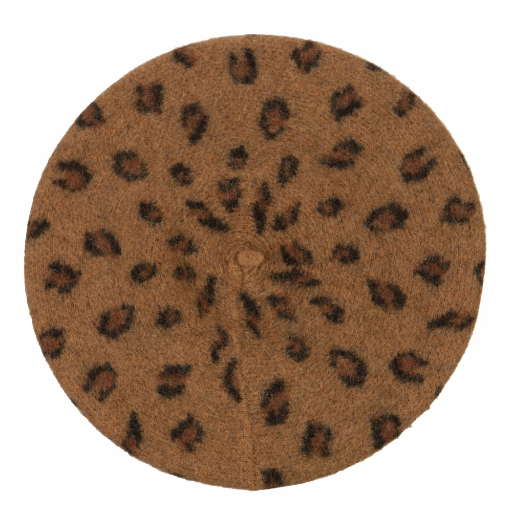 Something Special Woman's Wool Blend Animal Print Beret Hat - Image 5