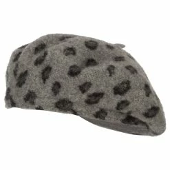Something Special Wool Blend Beret Hat With Animal Print