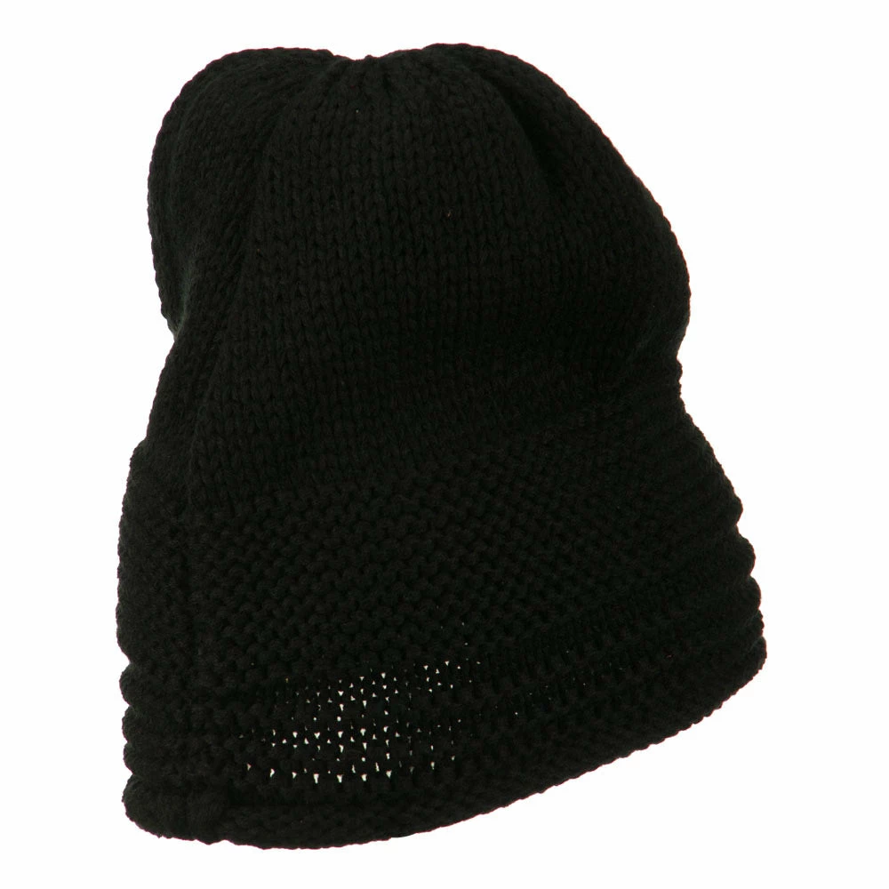 Cheveux Decoration Feather Pom Rolled Beanie - Image 13