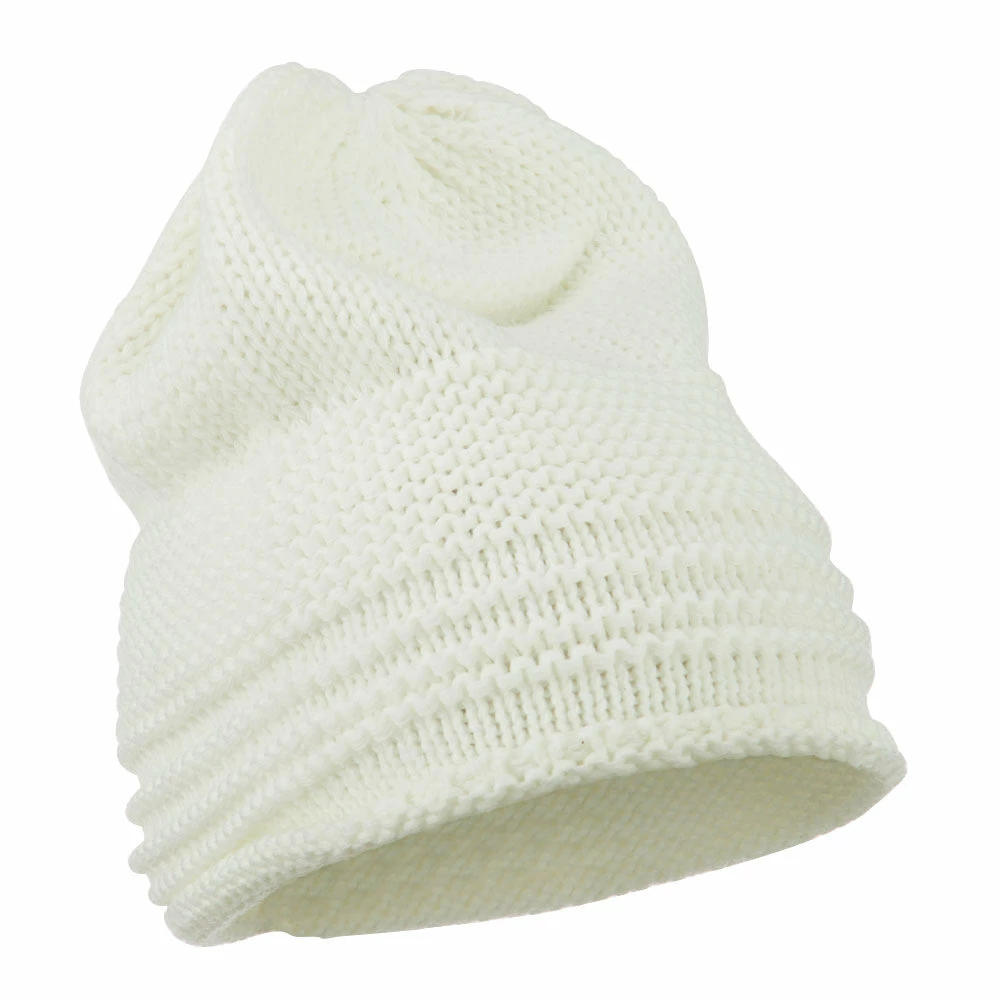 Cheveux Decoration Feather Pom Rolled Beanie - Image 4