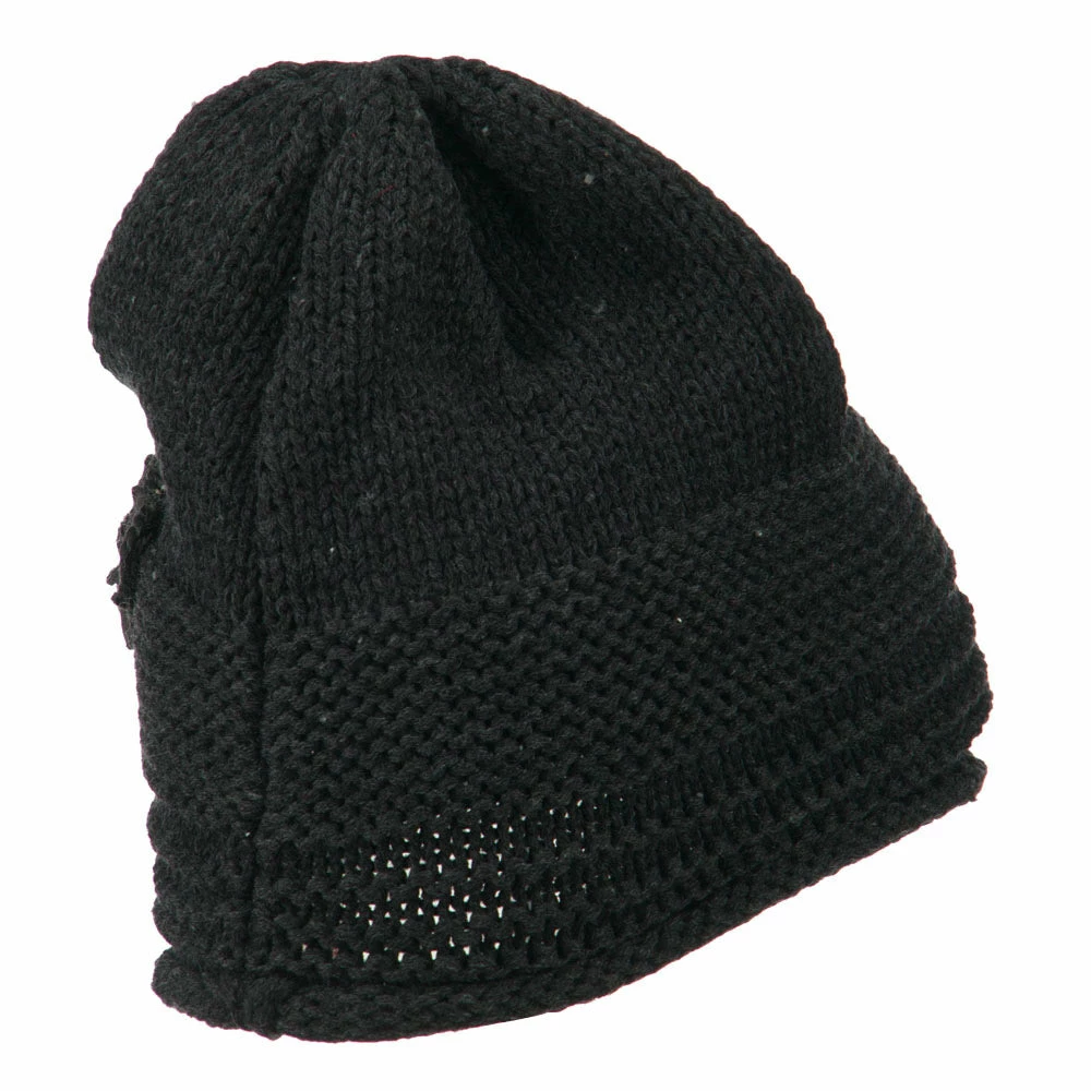 Cheveux Decoration Feather Pom Rolled Beanie - Image 33