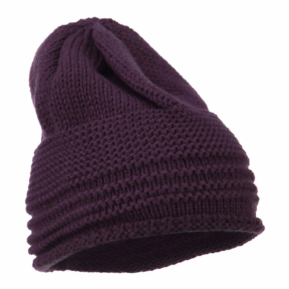 Cheveux Decoration Feather Pom Rolled Beanie - Image 39