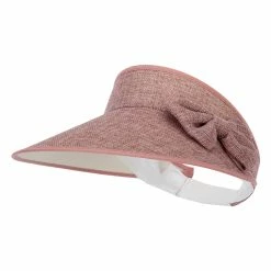 Jeanne Simmons Women's Polyester Bow Accented Large Hard Brim Gardening Sun Visor