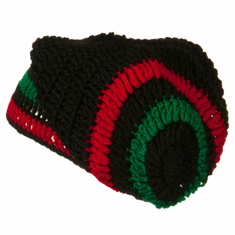 Broadway Rasta Knitted Big Skull Beanie - Image 2