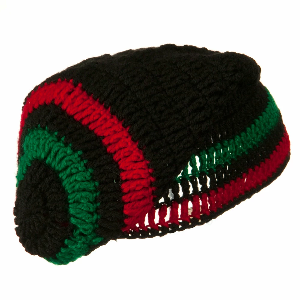 Broadway Rasta Knitted Big Skull Beanie - Image 4