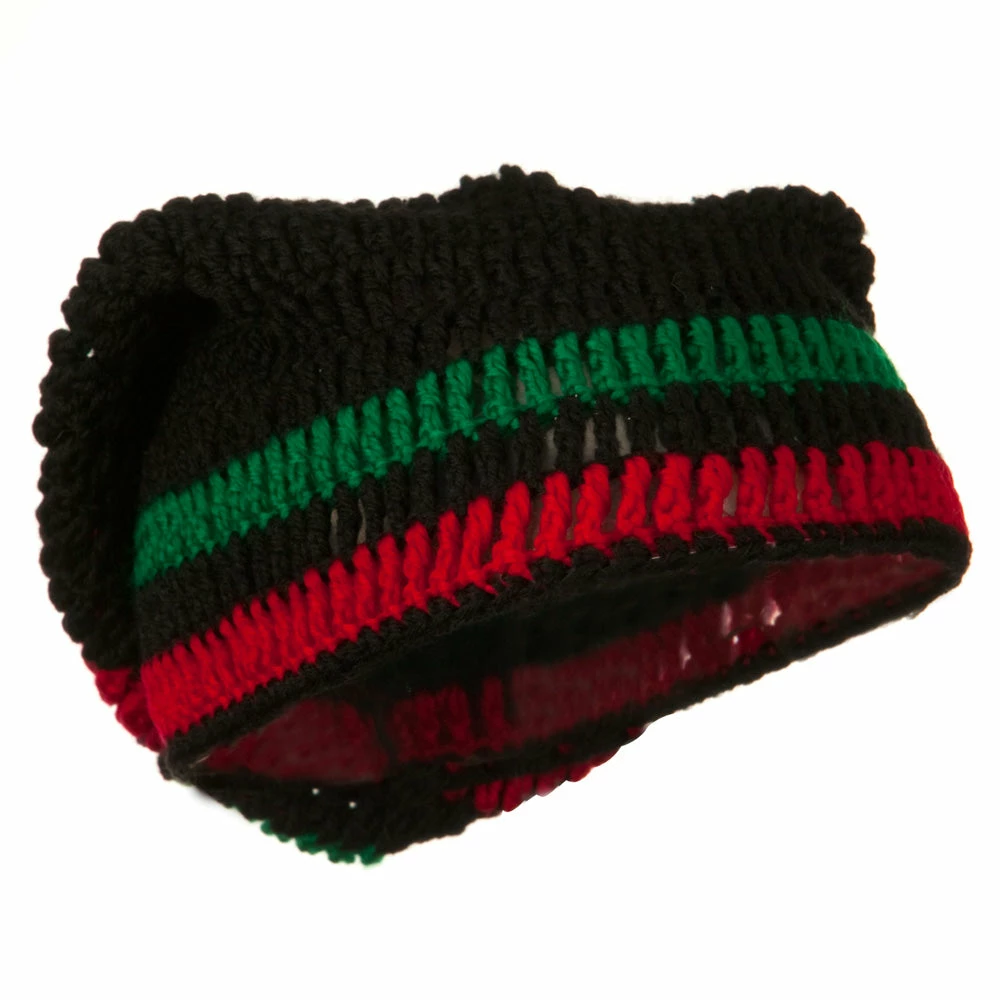 Broadway Rasta Knitted Big Skull Beanie - Image 3