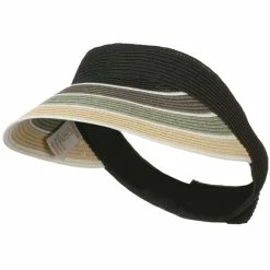 Something Special Colorful Striped Brim Paper Braid Visor