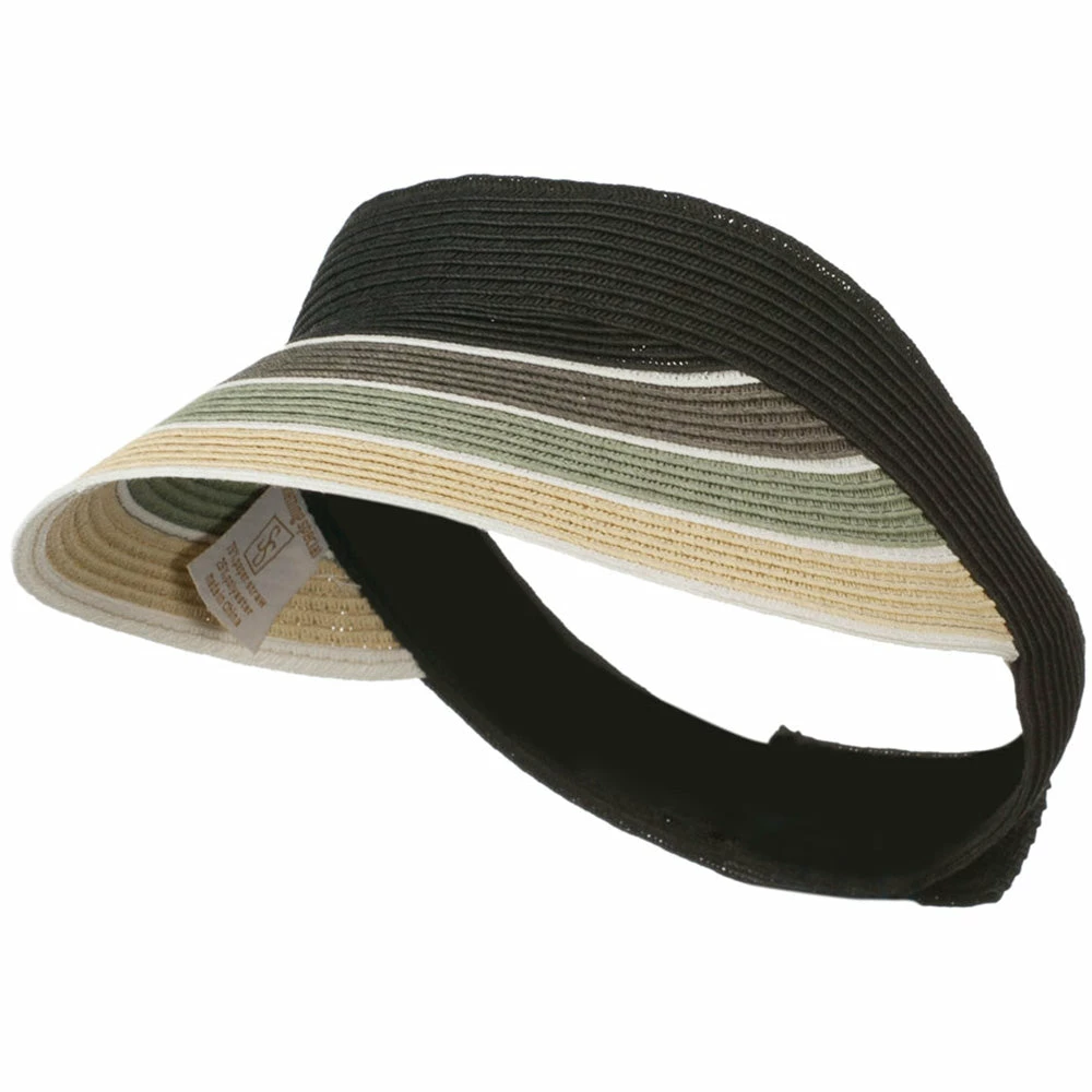 Something Special Colorful Striped Brim Paper Braid Visor