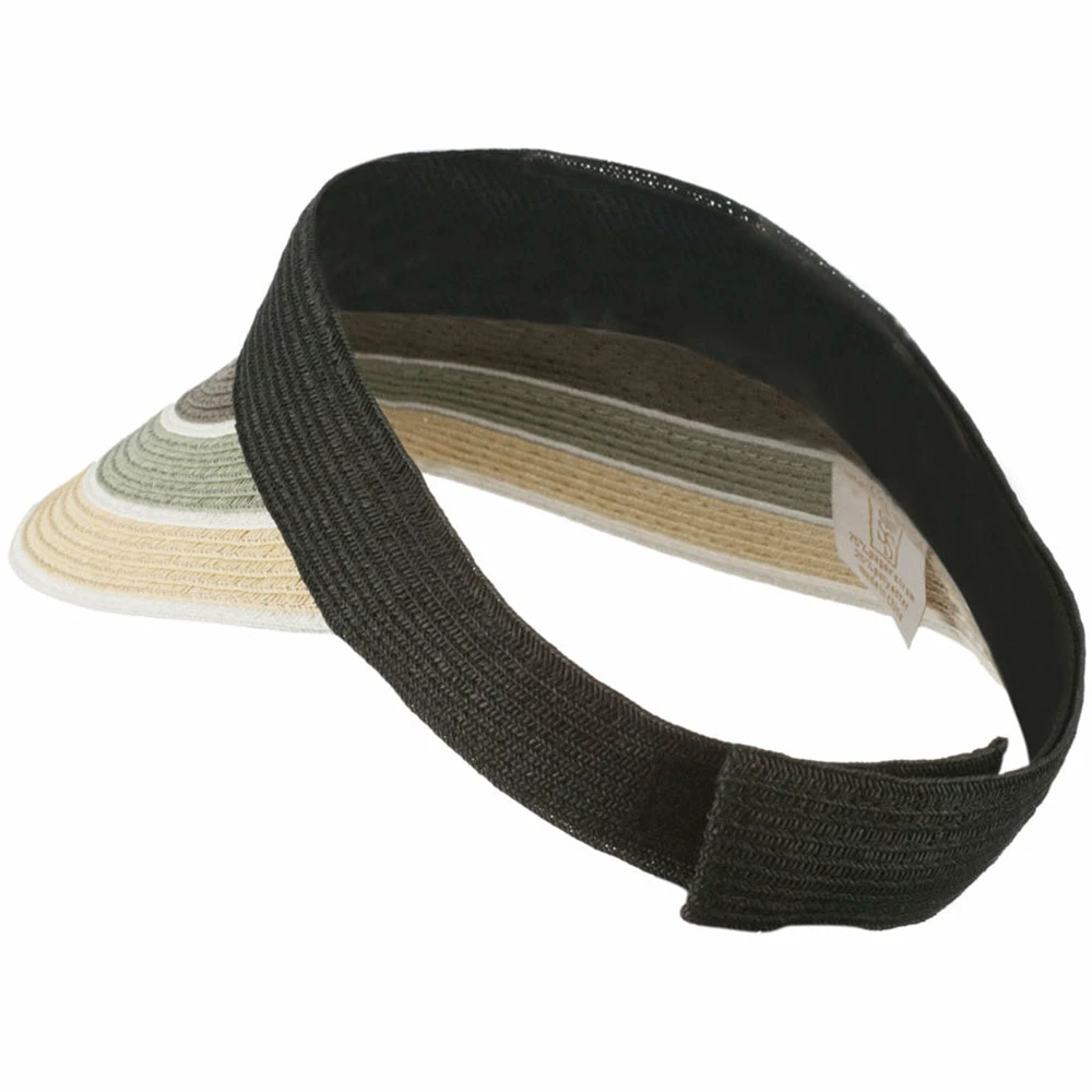 Something Special Colorful Striped Brim Paper Braid Visor - Image 5