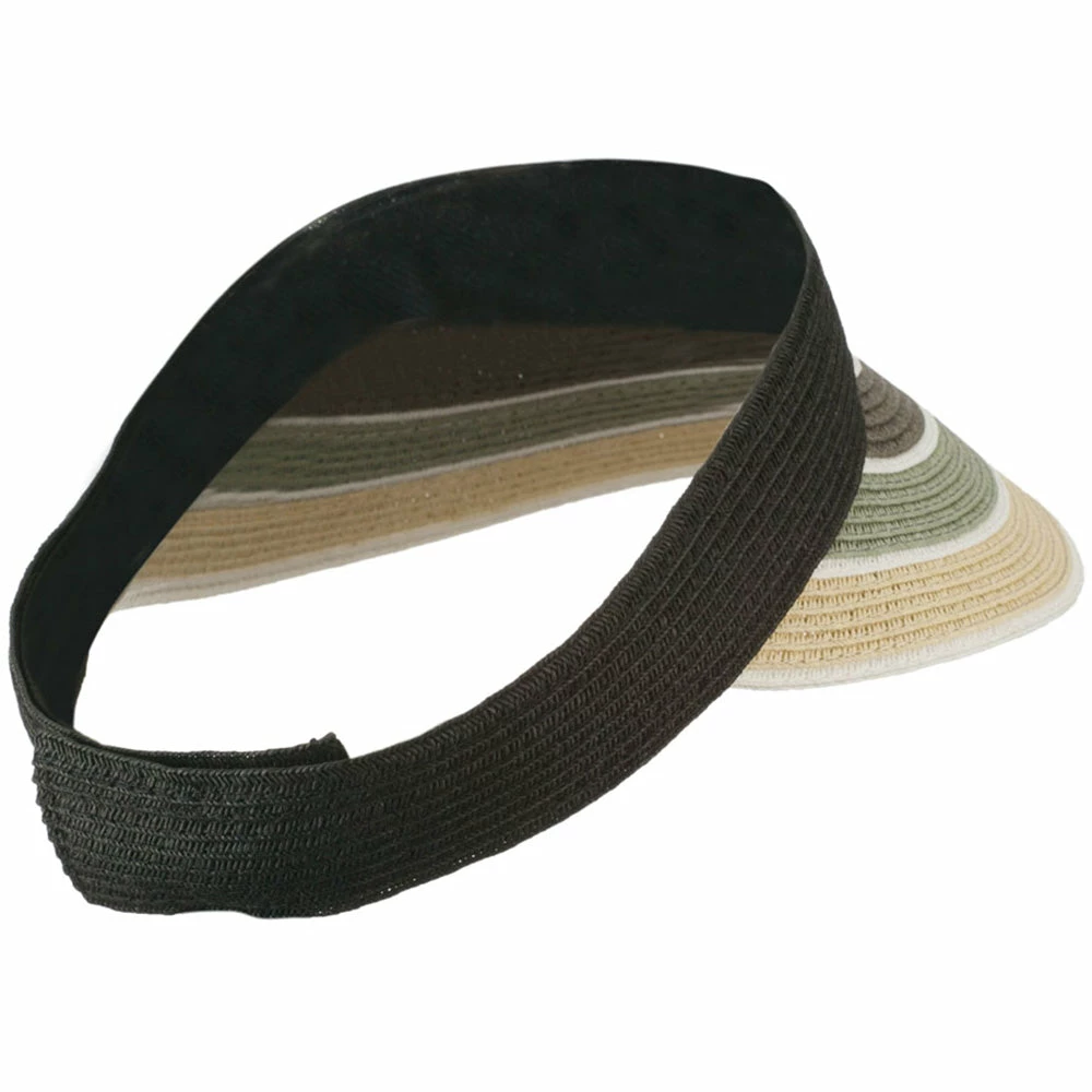 Something Special Colorful Striped Brim Paper Braid Visor - Image 4