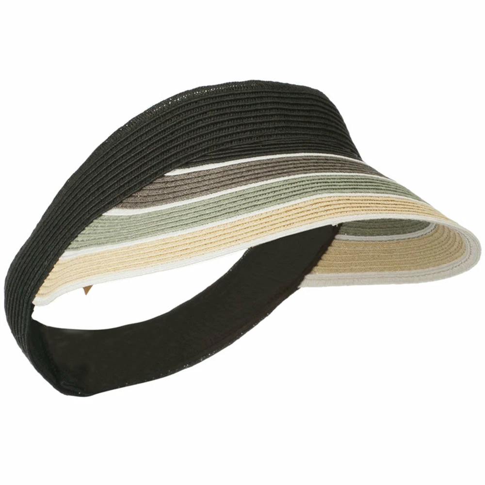 Something Special Colorful Striped Brim Paper Braid Visor - Image 3