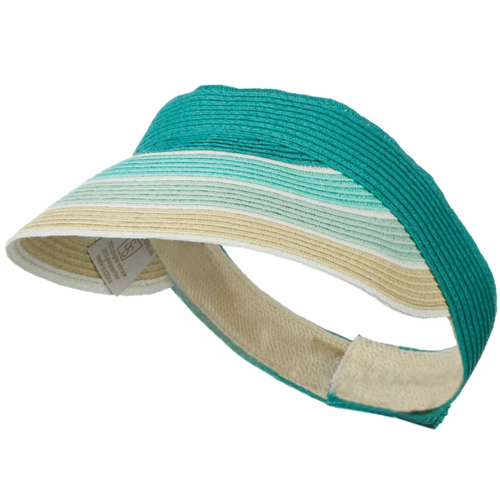 Something Special Colorful Striped Brim Paper Braid Visor - Image 16
