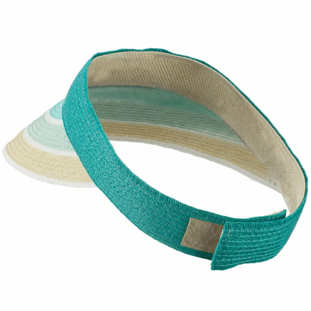 Something Special Colorful Striped Brim Paper Braid Visor - Image 17