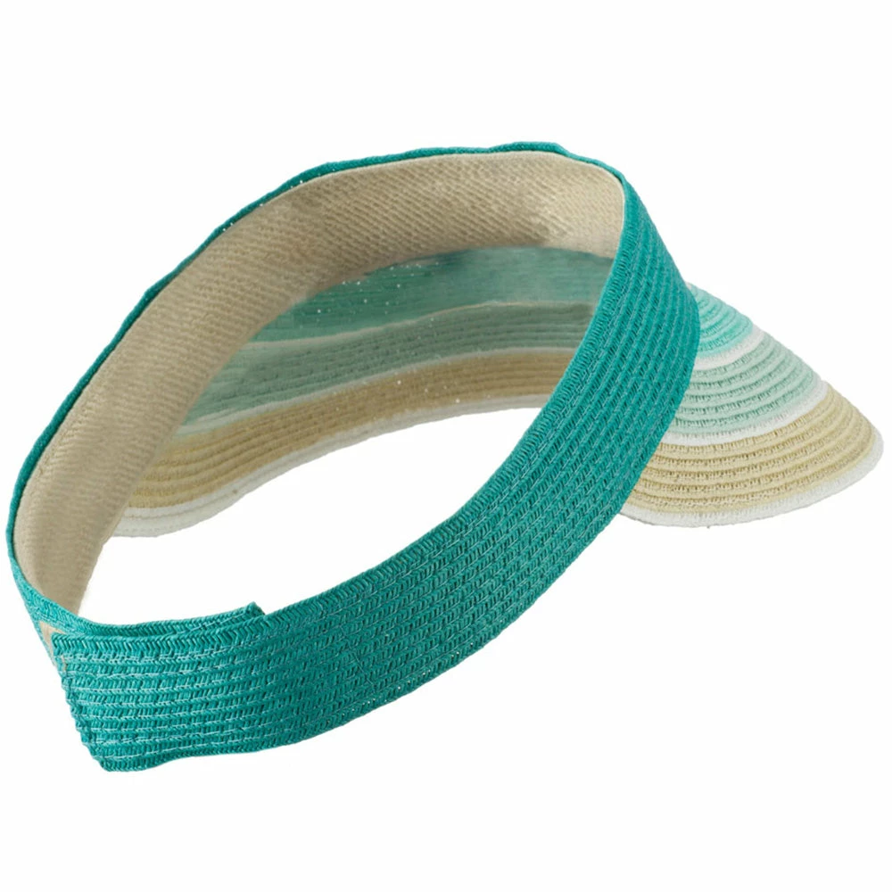 Something Special Colorful Striped Brim Paper Braid Visor - Image 20