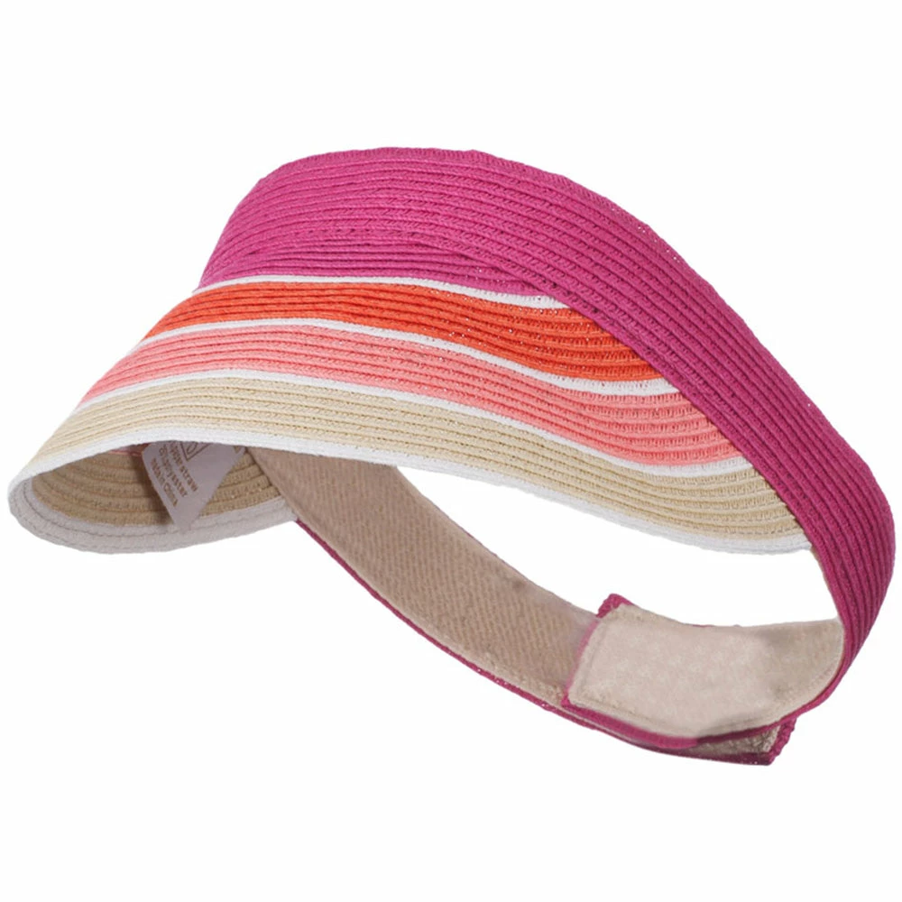 Something Special Colorful Striped Brim Paper Braid Visor - Image 21
