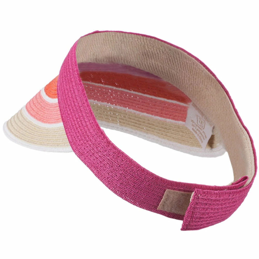 Something Special Colorful Striped Brim Paper Braid Visor - Image 23