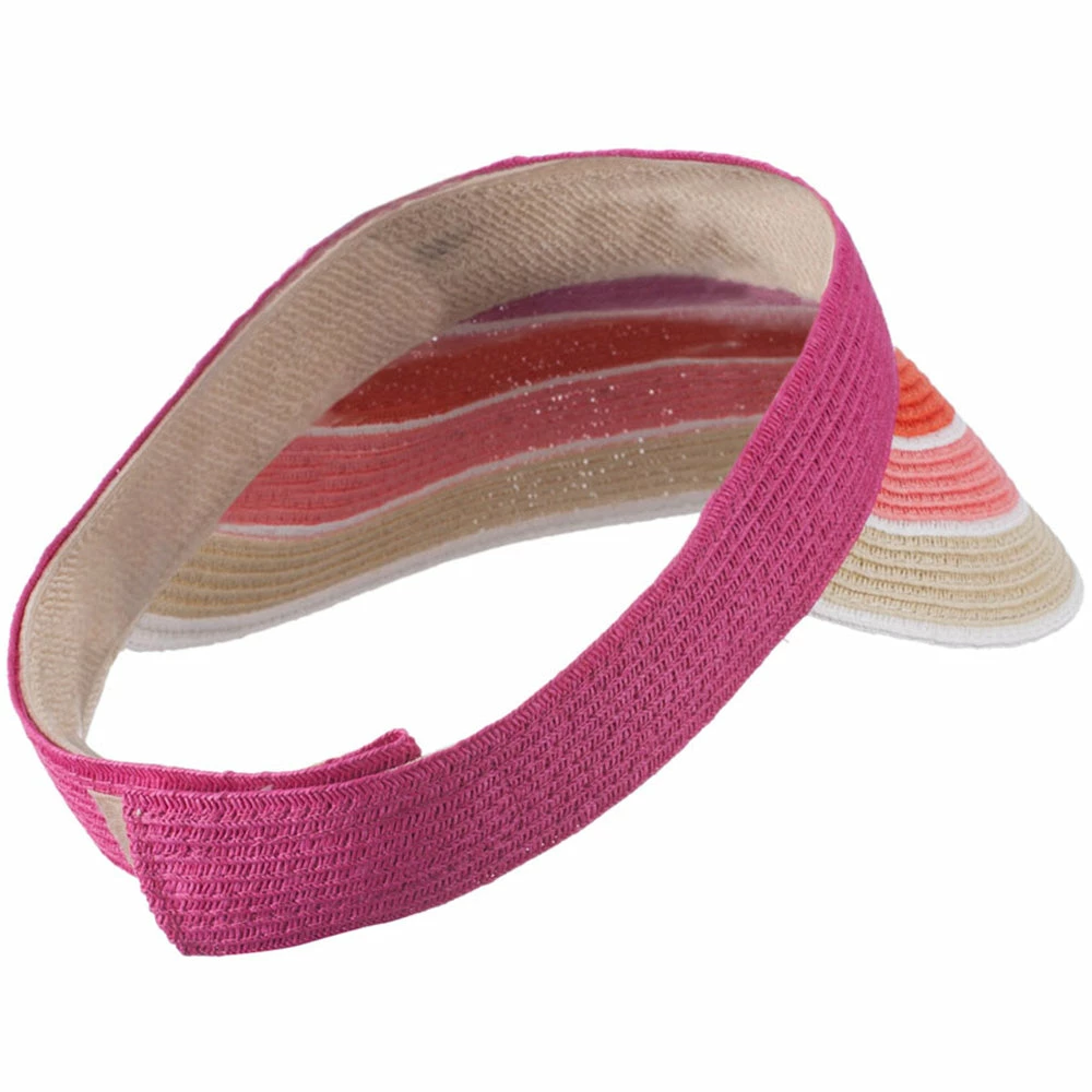 Something Special Colorful Striped Brim Paper Braid Visor - Image 22