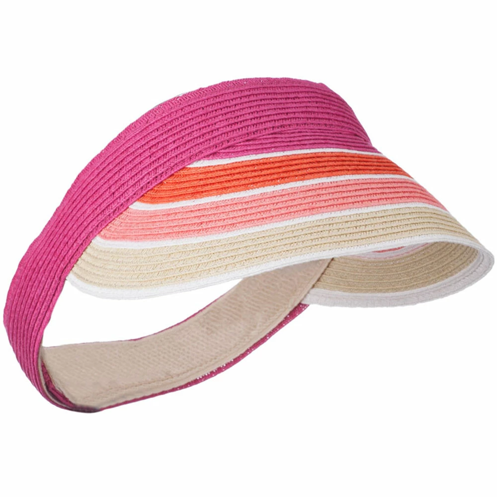 Something Special Colorful Striped Brim Paper Braid Visor - Image 25