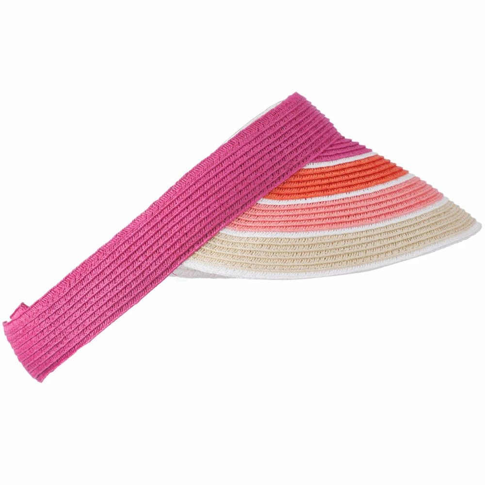 Something Special Colorful Striped Brim Paper Braid Visor - Image 24
