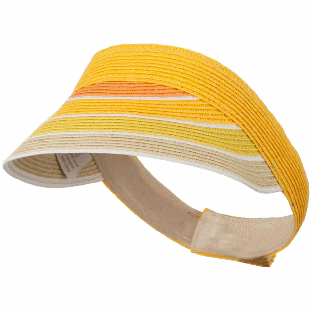 Something Special Colorful Striped Brim Paper Braid Visor - Image 6
