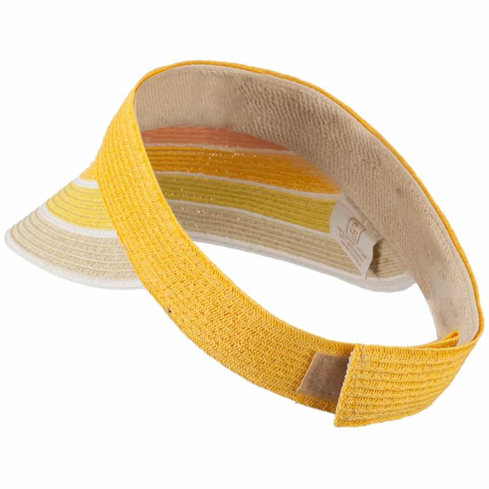Something Special Colorful Striped Brim Paper Braid Visor - Image 8