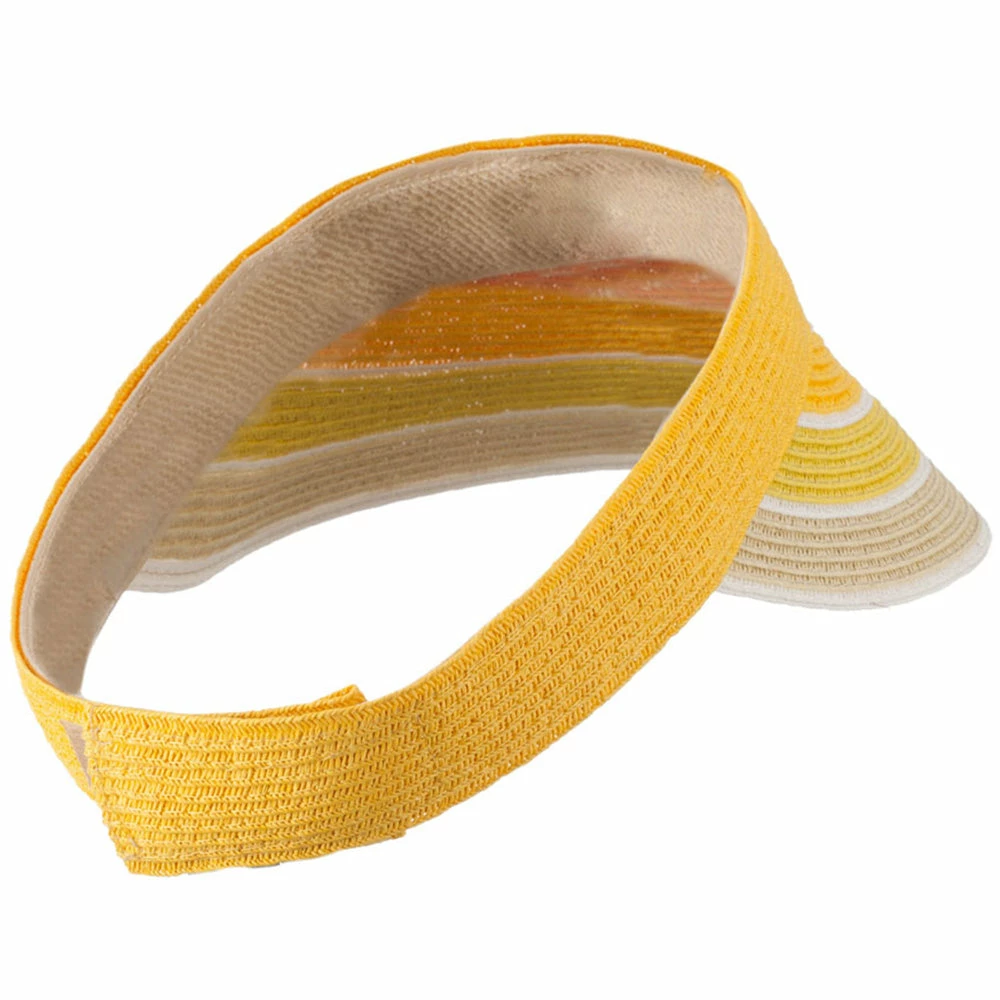 Something Special Colorful Striped Brim Paper Braid Visor - Image 7