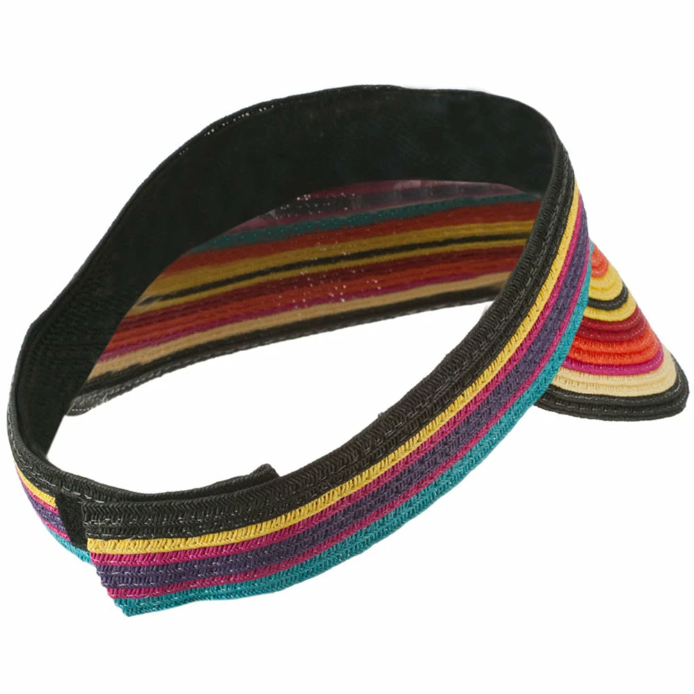 Something Special Colorful Striped Brim Paper Braid Visor - Image 12