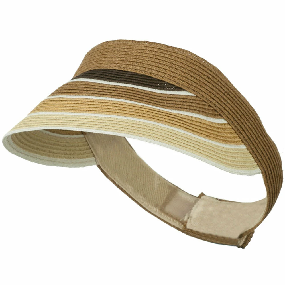 Something Special Colorful Striped Brim Paper Braid Visor - Image 26