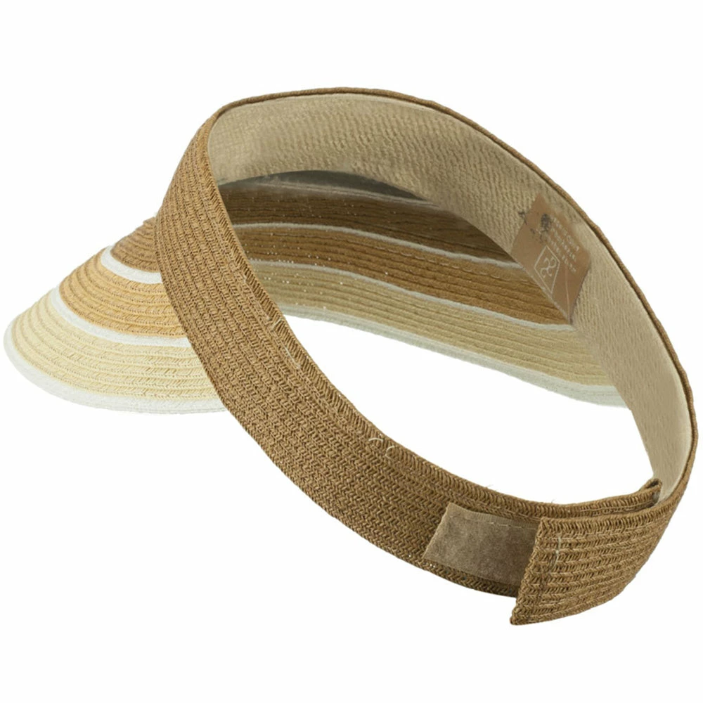 Something Special Colorful Striped Brim Paper Braid Visor - Image 30