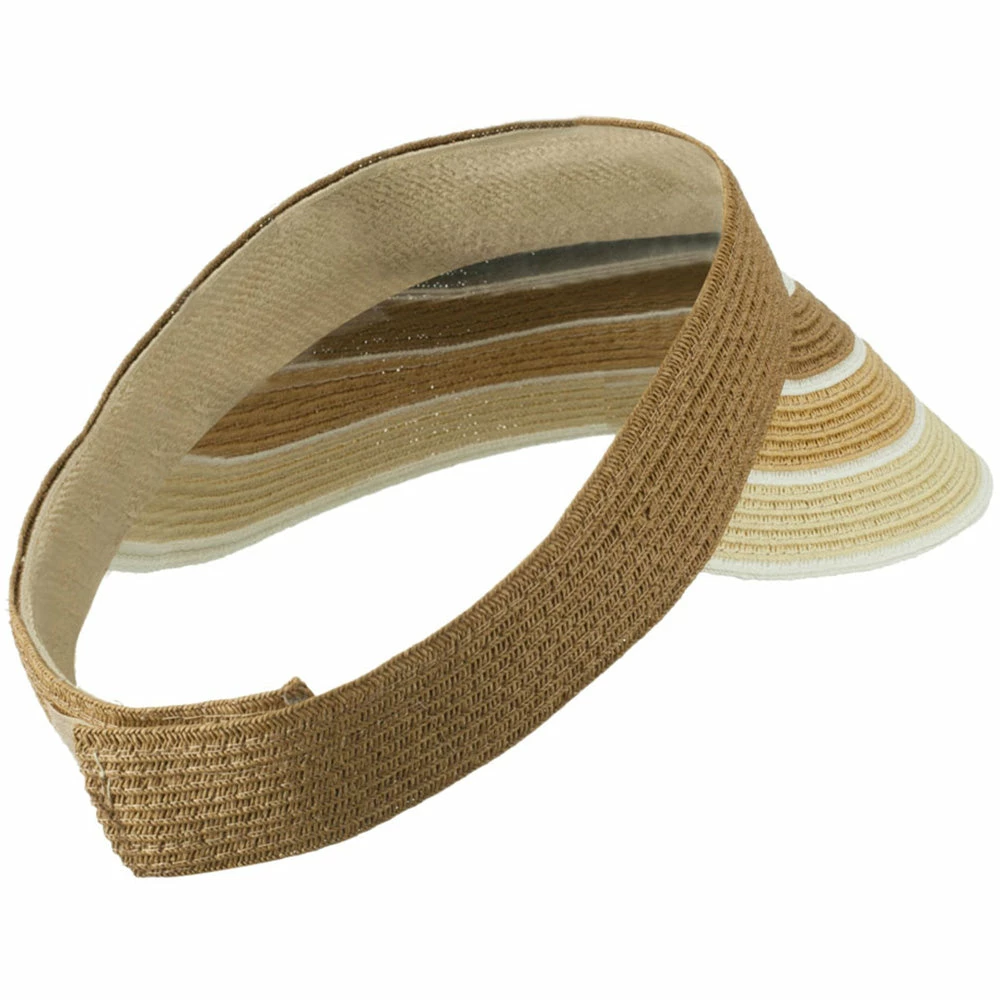 Something Special Colorful Striped Brim Paper Braid Visor - Image 27