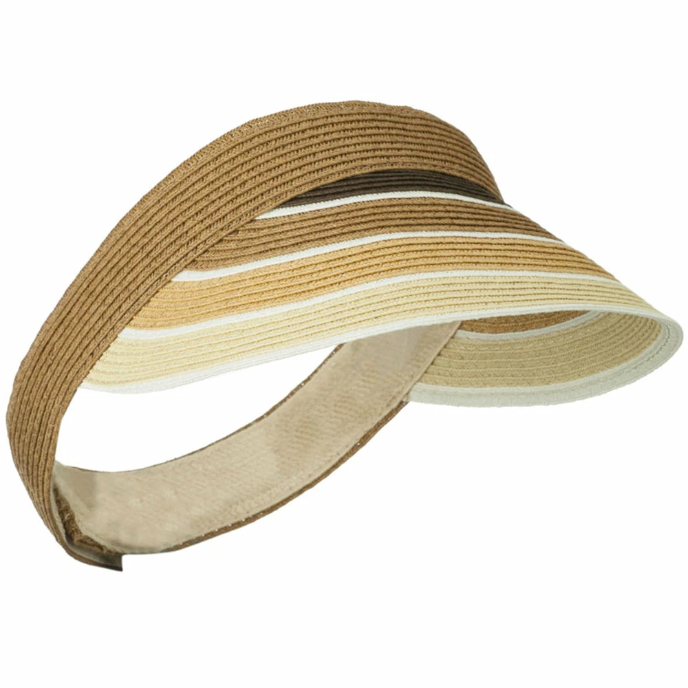 Something Special Colorful Striped Brim Paper Braid Visor - Image 28
