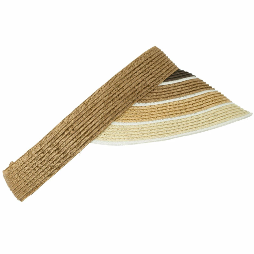 Something Special Colorful Striped Brim Paper Braid Visor - Image 29