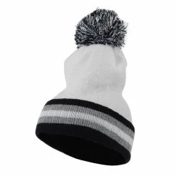 City Hunter Knit Pom Striped Cuff Beanie