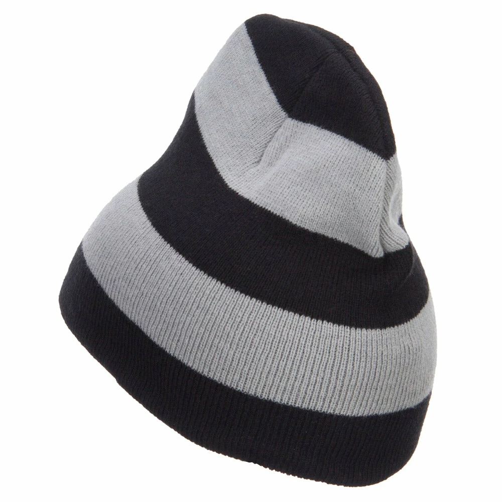 Otto Striped Knit Short Beanie - Image 7