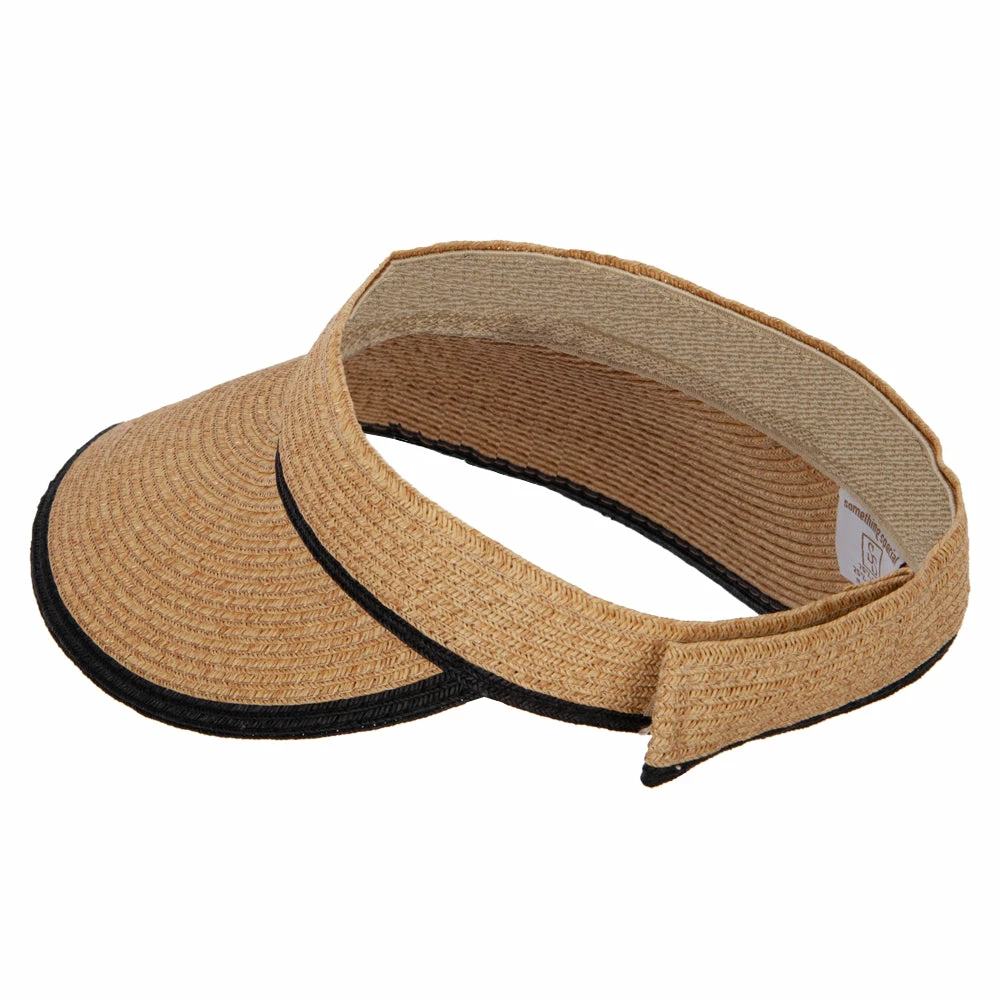 Something Special Two Tone Wide Brim Straw Visor With Contrasting Color Edge - Image 7